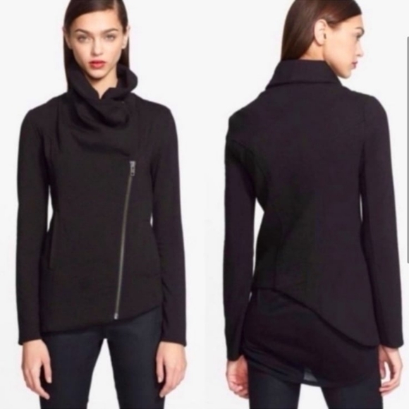 Helmut Lang 100% wool shawl collar asymmetrical zip jacket - Picture 7 of 14